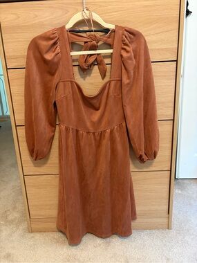 Pink Lily Rust Brown Long Sleeve Mini Dress